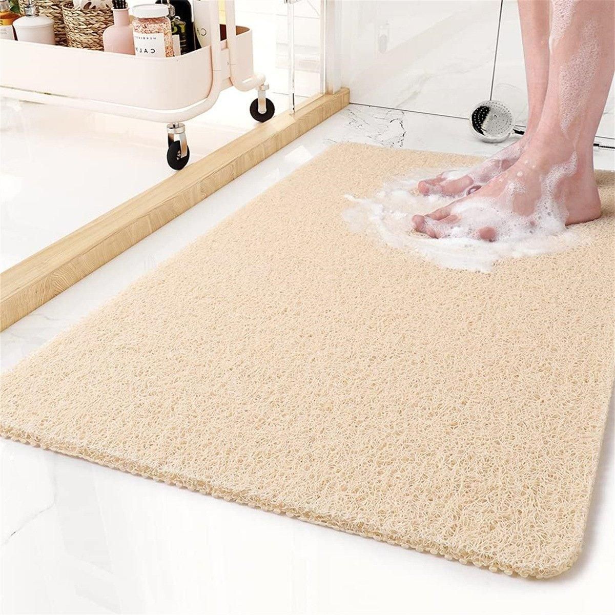 Anti Slip Bathroom Mat Non Slip Shower Floor Mat Quick Dry Soft Comfortable Rug - Grey-40x60cm
