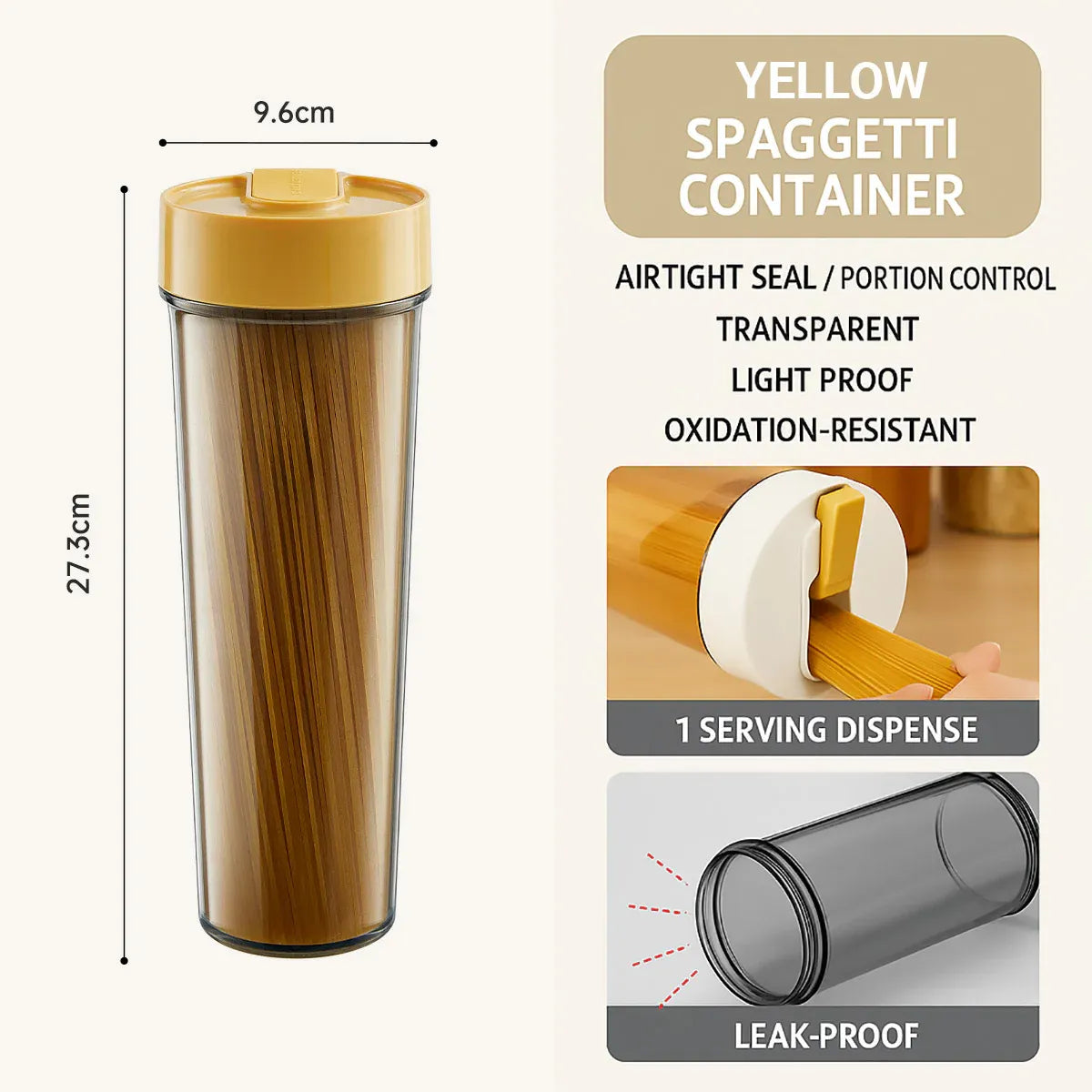 Noodle Storage Box Storage Storage Cylinder Kitchen Noodle Container Airtight - Yellow