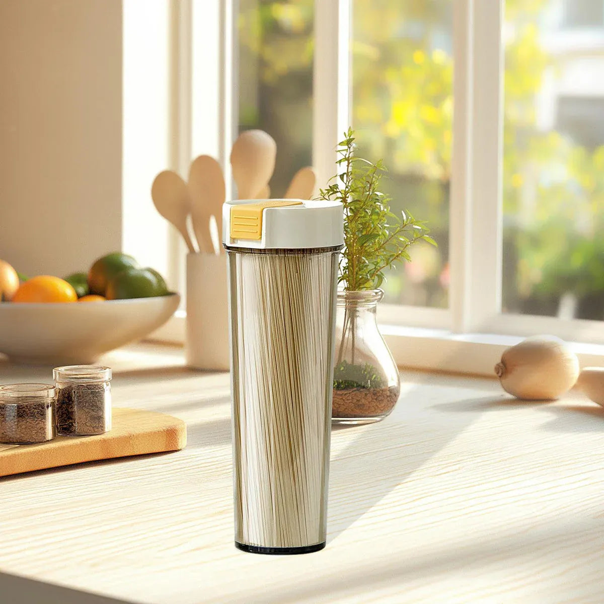 Noodle Storage Box Storage Storage Cylinder Kitchen Noodle Container Airtight - Yellow