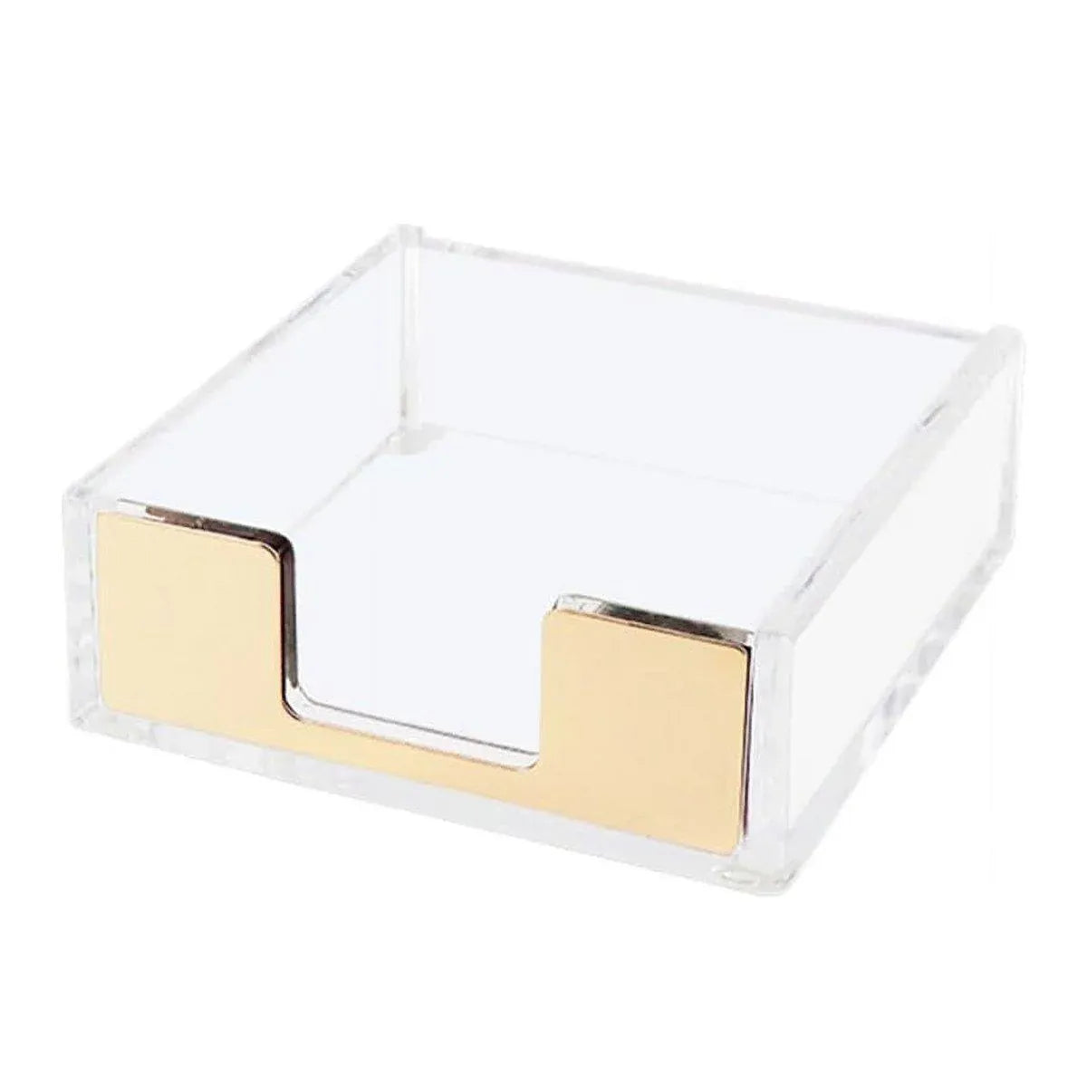Large Desktop Sticky Note Box Organiser Office Supplies Storage Holder Drawer - Acrylic-Gold