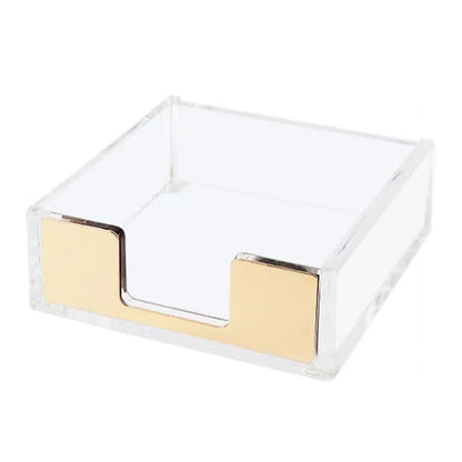 Large Desktop Sticky Note Box Organiser Office Supplies Storage Holder Drawer - Acrylic-Gold