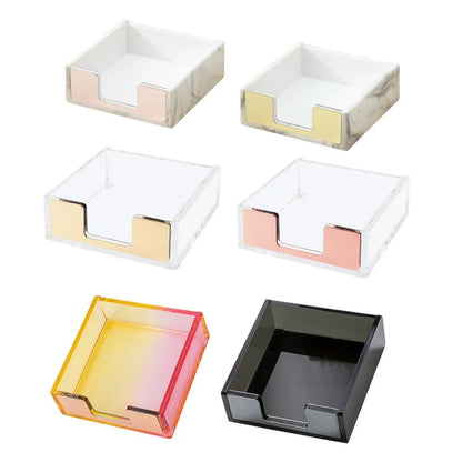 Large Desktop Sticky Note Box Organiser Office Supplies Storage Holder Drawer - Acrylic-Gold