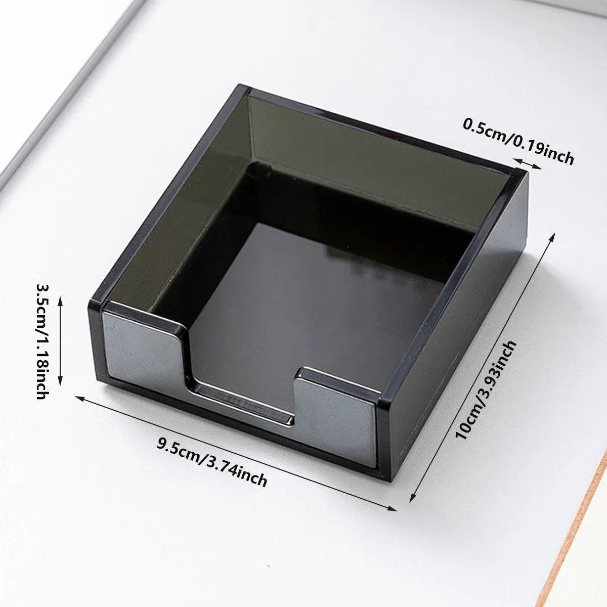 Large Desktop Sticky Note Box Organiser Office Supplies Storage Holder Drawer - Acrylic-Gold