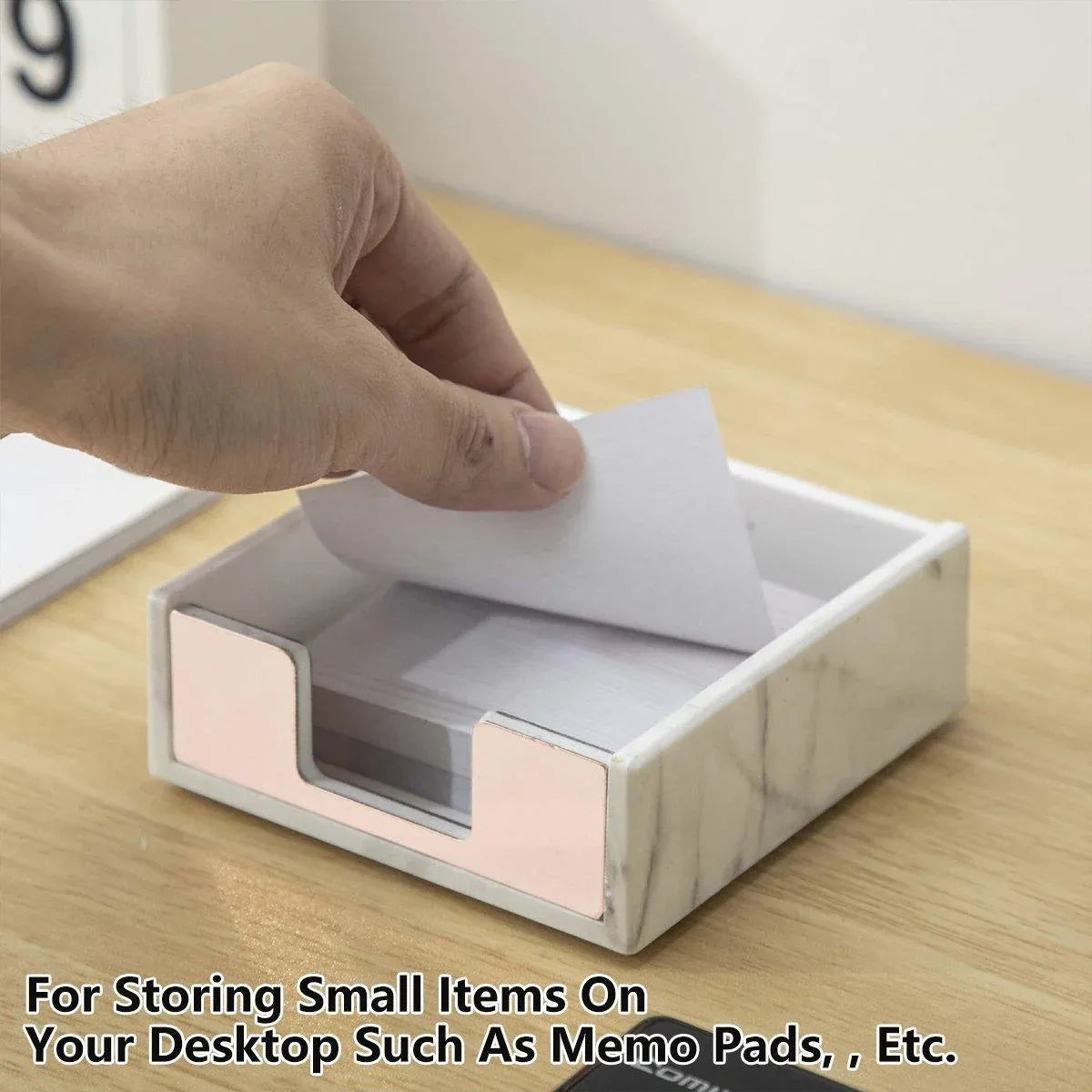 Large Desktop Sticky Note Box Organiser Office Supplies Storage Holder Drawer - Acrylic-Gold