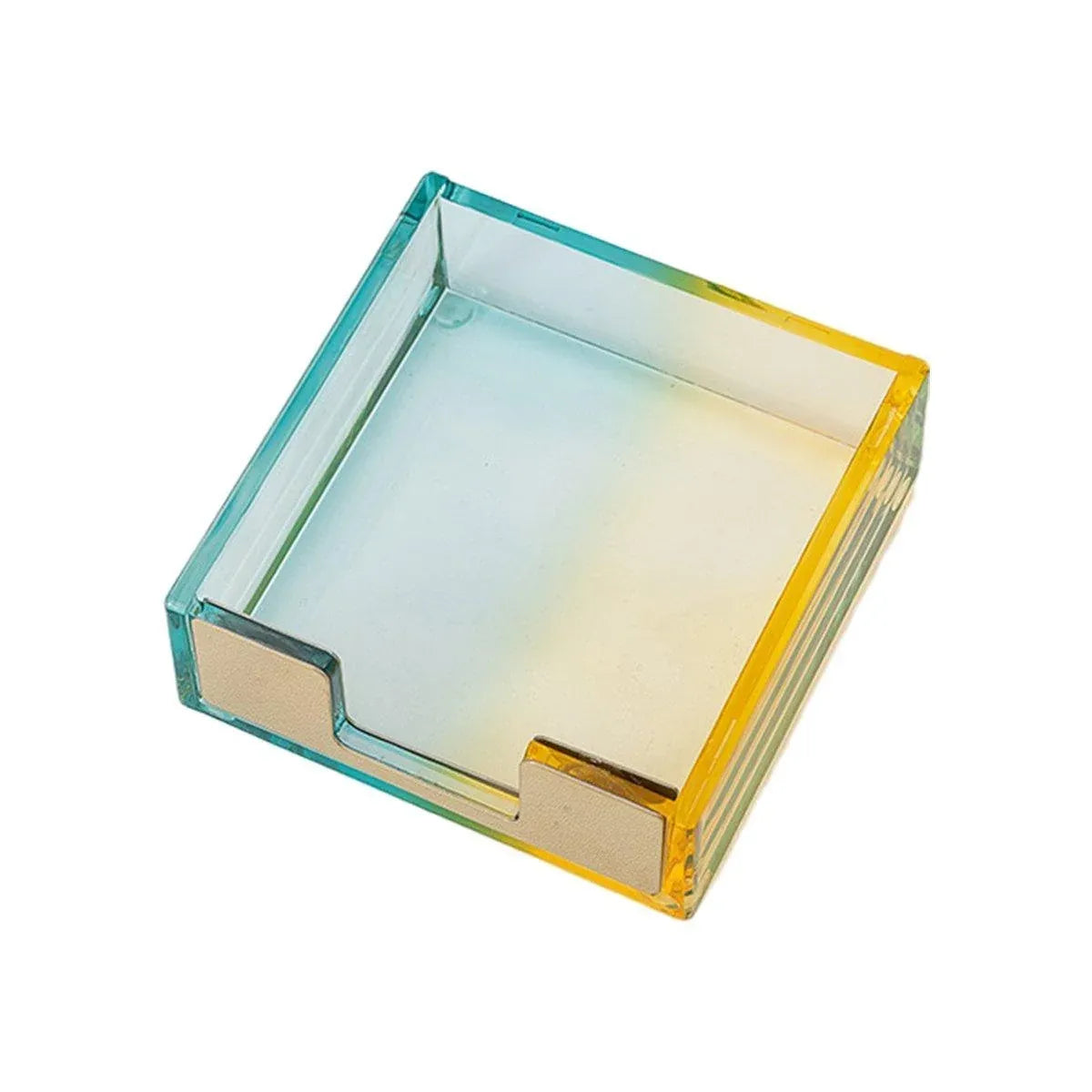 Large Desktop Sticky Note Box Organiser Office Supplies Storage Holder Drawer - Acrylic-Gold