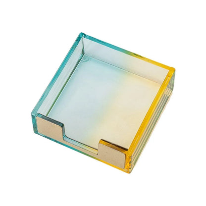 Large Desktop Sticky Note Box Organiser Office Supplies Storage Holder Drawer - Acrylic-Gold