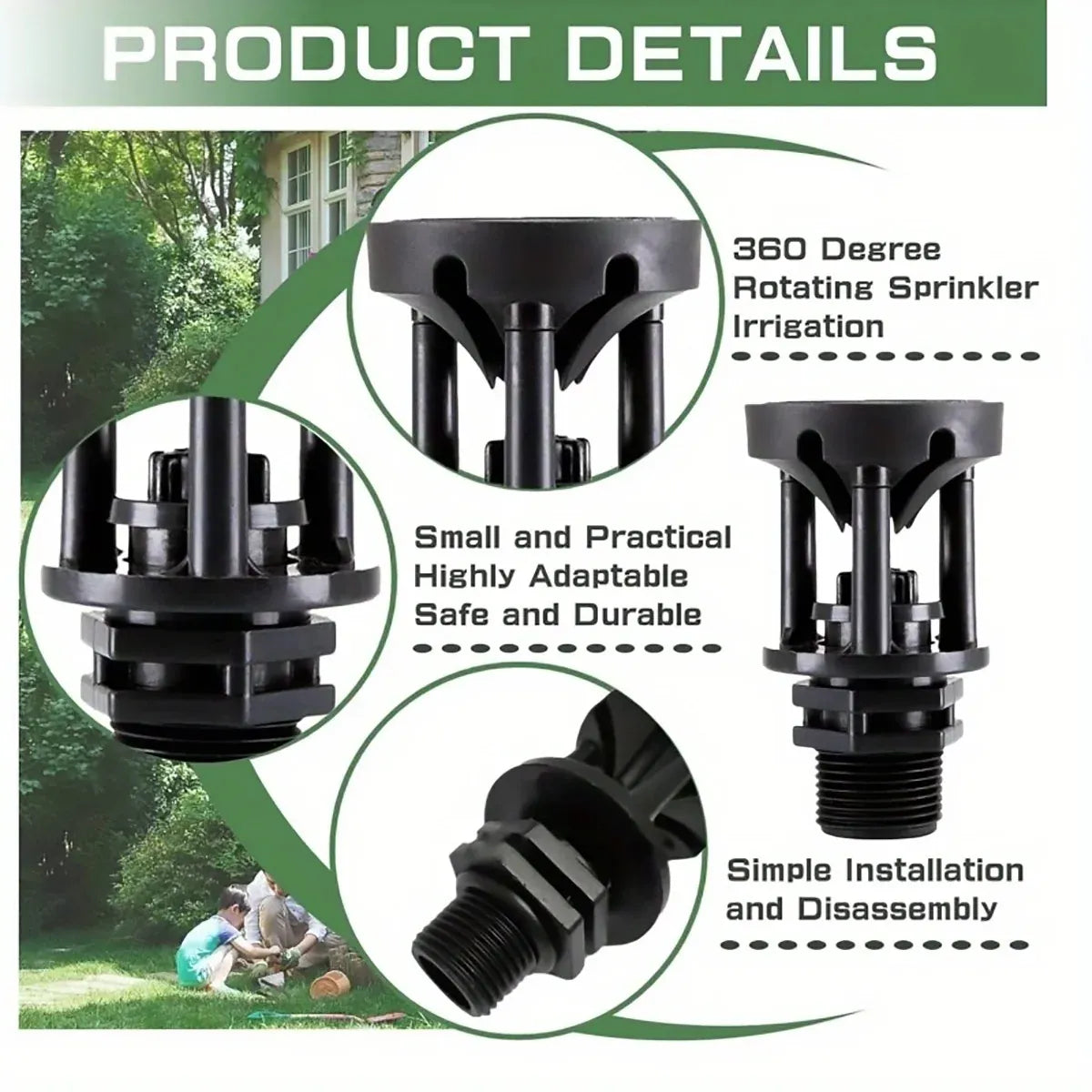 10pcs Atomizing Nozzles Water Spray Heads for Lawn Garden Green Belts Irrigation - 3/4 inch