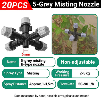 20PCS Anti-Drip Misting Nozzle Water Spray Drip Hanging Atomizing Nozzle Fog Cross