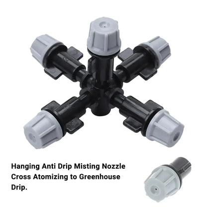 20PCS Anti-Drip Misting Nozzle Water Spray Drip Hanging Atomizing Nozzle Fog Cross