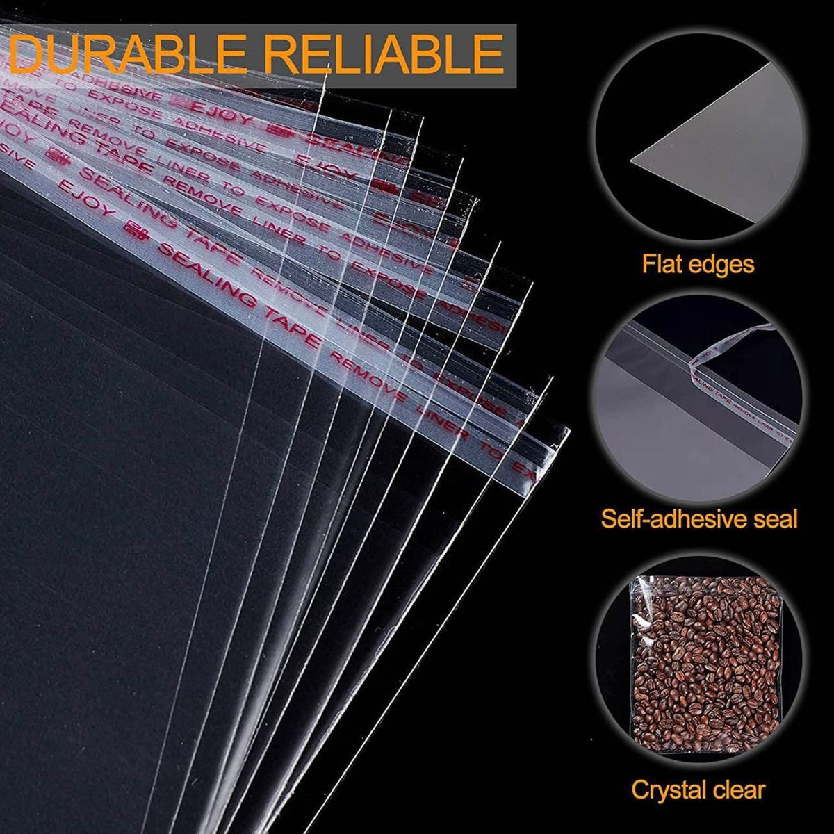 Multi-size Clear Self-Seal Cellophane Bags - Bulk Adhesive Opp - 30*40