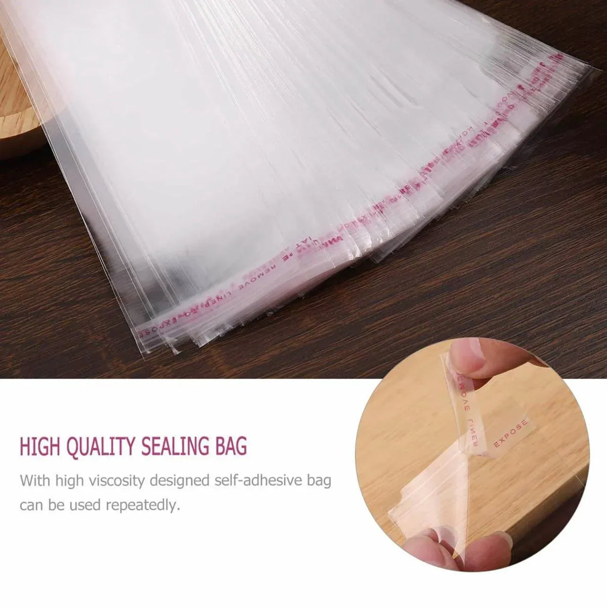 Multi-size Clear Self-Seal Cellophane Bags - Bulk Adhesive Opp - 30*40