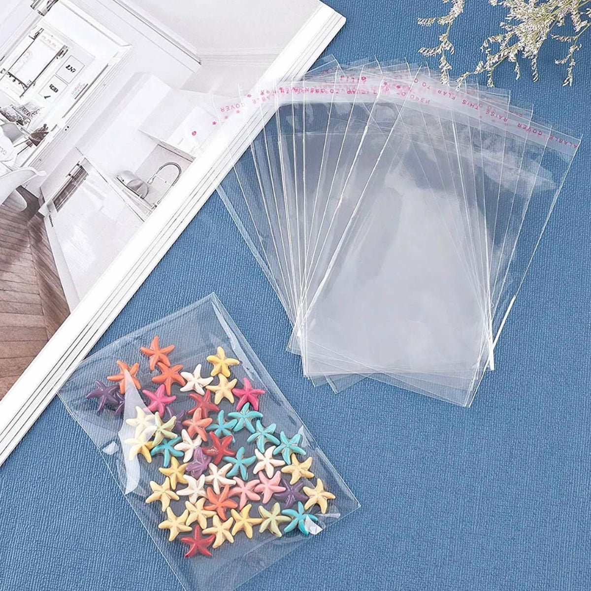 Multi-size Clear Self-Seal Cellophane Bags - Bulk Adhesive Opp - 30*40