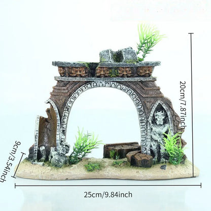 Fish Tank Landscape Archway Door Plate Decoration Fish Shrimp Shelter Aquarium