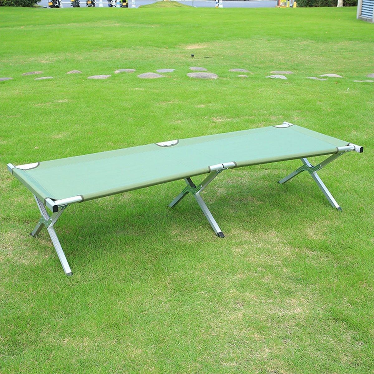 Portable Lightweight Folding Aluminum Camping Bed Ultra Light Outdoor Camp Bed - Green