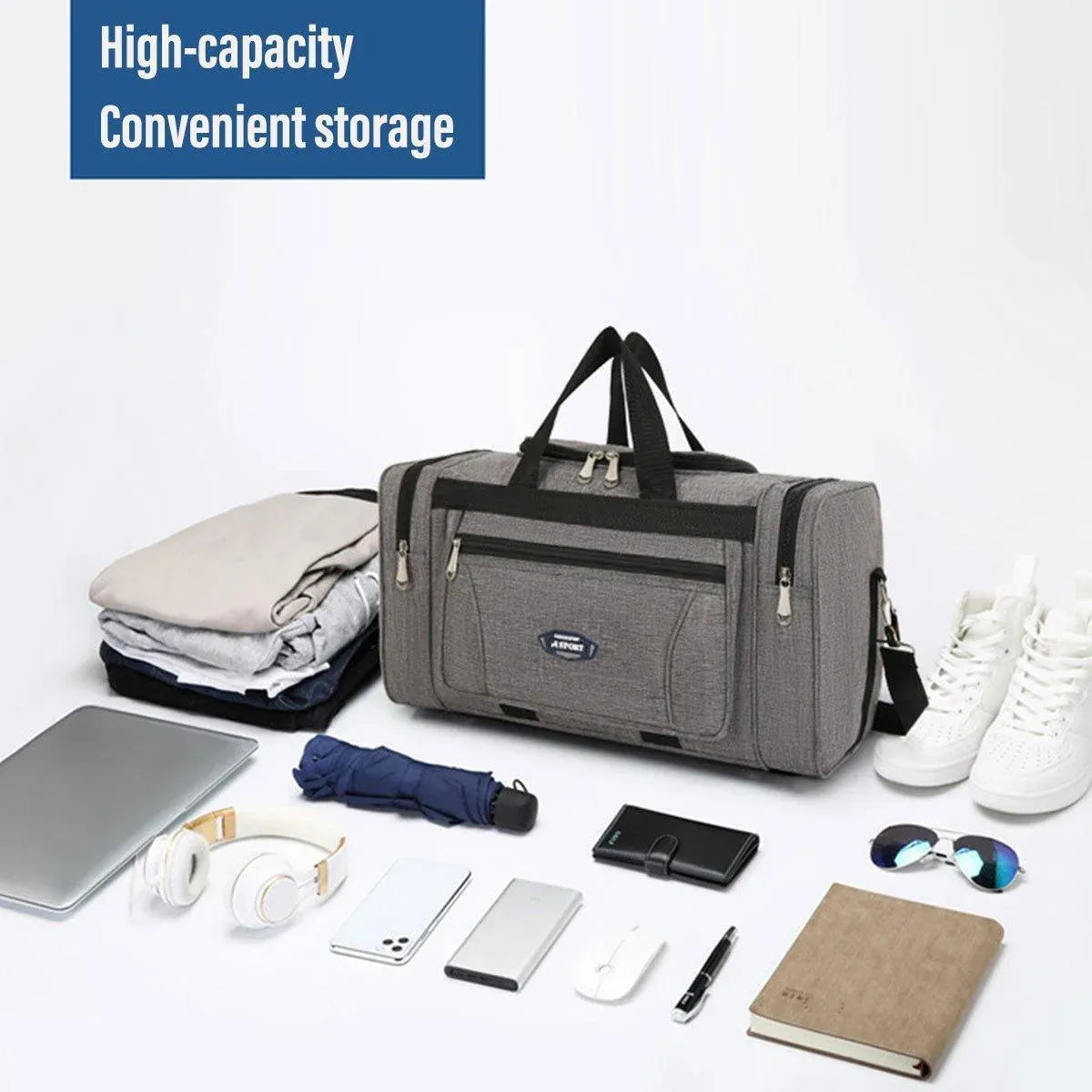 Large Capacity Waterproof Travel Luggage Bag Lightweight Foldable Handbag - Mini-Grey