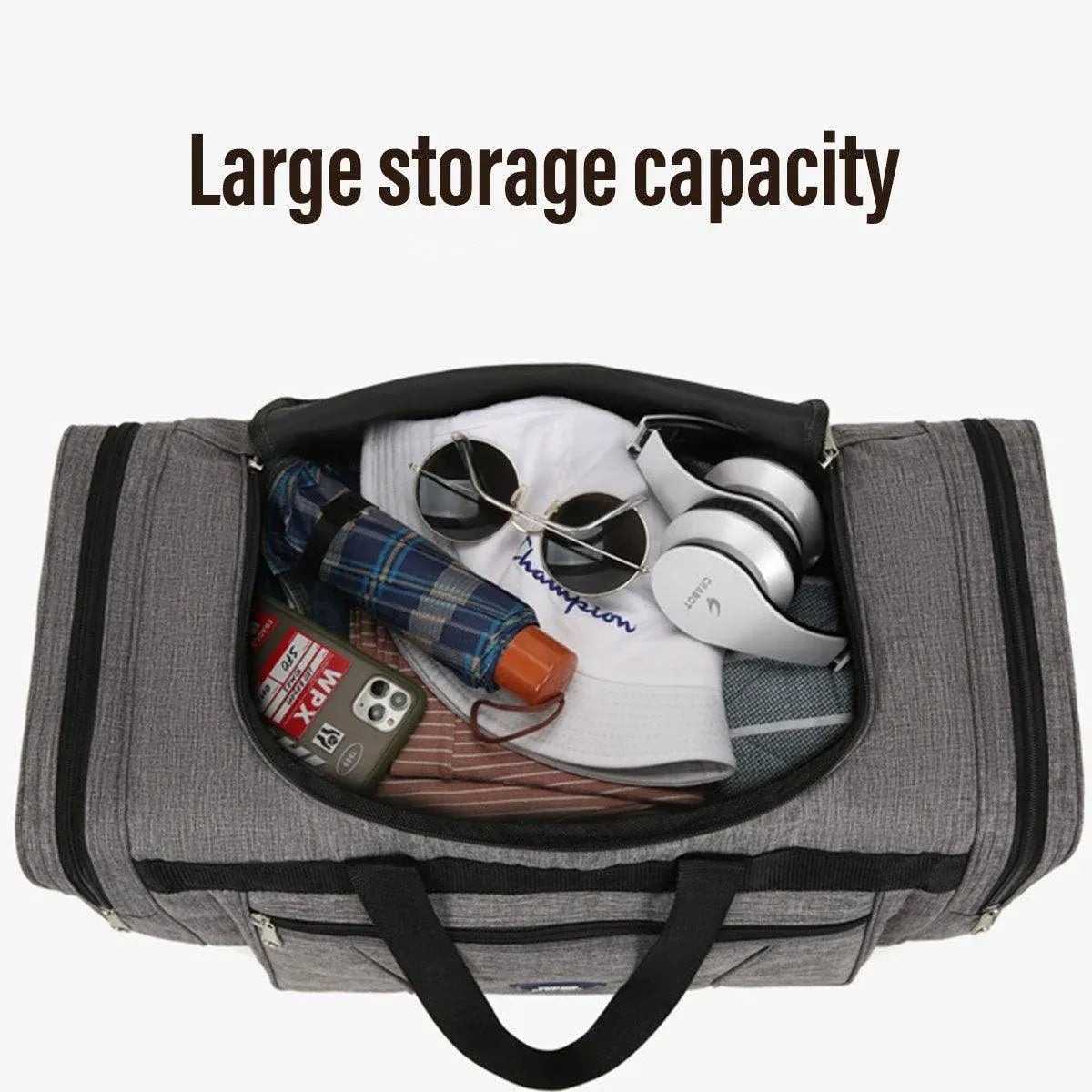 Large Capacity Waterproof Travel Luggage Bag Lightweight Foldable Handbag - Mini-Grey