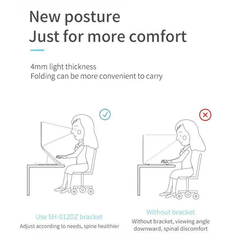 Adjustable Laptop Stand with 360-Degree Base for Desk Riser Home Office Holder - White