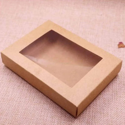 50PCS Kraft Paper Gift Boxes with PVC Window White Black Bakery Packaging Carton - S