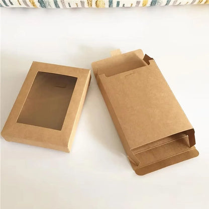 50PCS Kraft Paper Gift Boxes with PVC Window White Black Bakery Packaging Carton - S