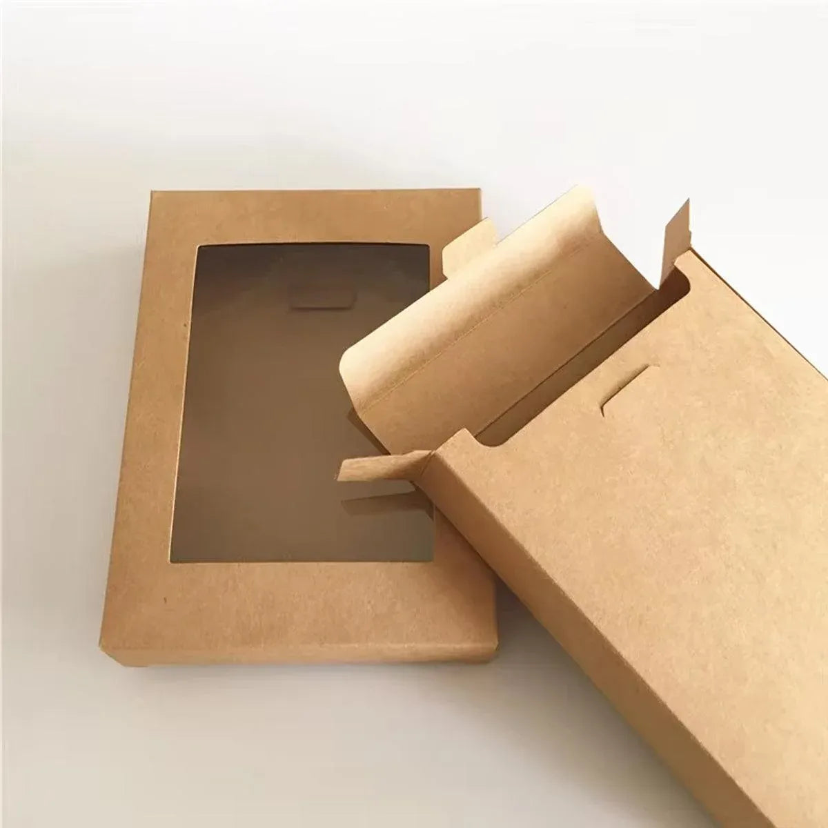 50PCS Kraft Paper Gift Boxes with PVC Window White Black Bakery Packaging Carton - S