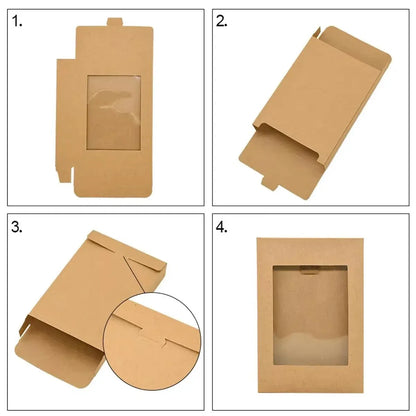 50PCS Kraft Paper Gift Boxes with PVC Window White Black Bakery Packaging Carton - S