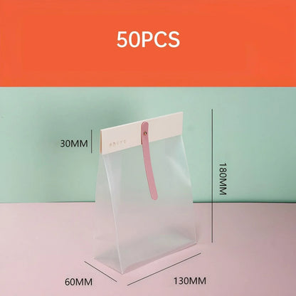 50pcs Transparent Snack Bags Biscuit Candy Bags Resealable Food Packaging - Orange