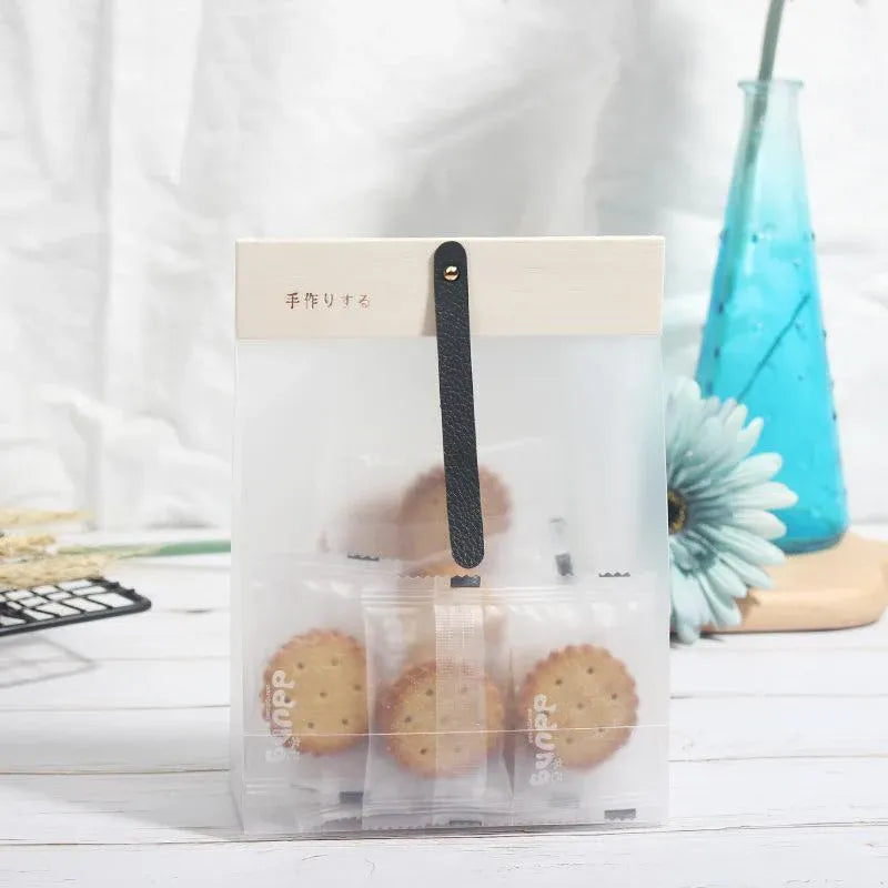 50pcs Transparent Snack Bags Biscuit Candy Bags Resealable Food Packaging - Pink