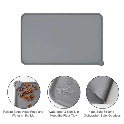 Silicone Pet Mat Spill-Proof Easy to Clean Mat for Pets Dog Food Placemat - 48x30cm