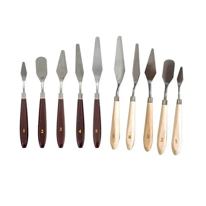 5Pcs Stainless Steel Artist Oil Painting Palette Knife Spatula Paint Tools Set - Natural