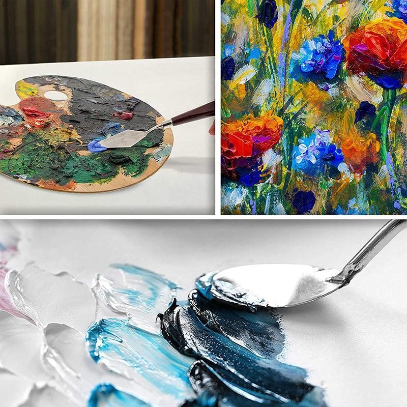 5Pcs Stainless Steel Artist Oil Painting Palette Knife Spatula Paint Tools Set - Natural