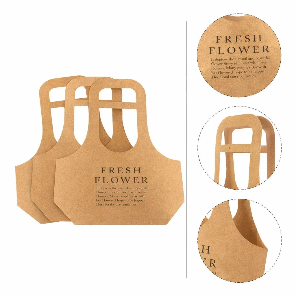 10PCS Handheld Kraft Paper Flower Gift Bags Natural Finish for Bouquets - L