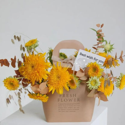 10PCS Handheld Kraft Paper Flower Gift Bags Natural Finish for Bouquets - L