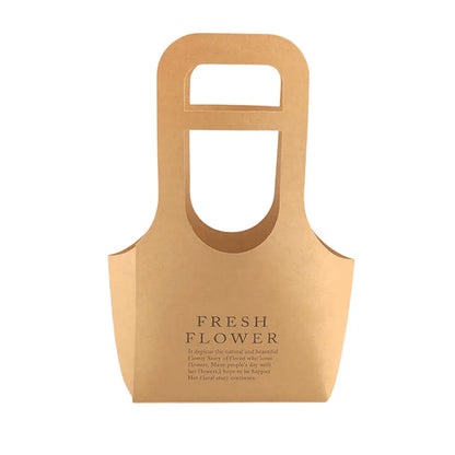 10PCS Handheld Kraft Paper Flower Gift Bags Natural Finish for Bouquets - L