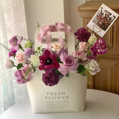 10PCS Handheld Kraft Paper Flower Bags for Bouquet Gift Wrapping - L