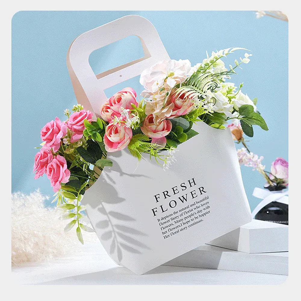 10PCS Handheld Kraft Paper Flower Bags for Bouquet Gift Wrapping - L