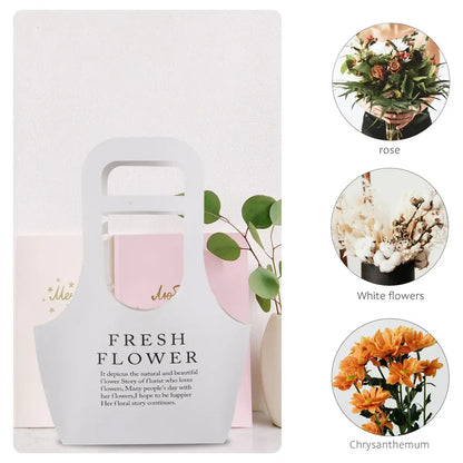 10PCS Handheld Kraft Paper Flower Bags for Bouquet Gift Wrapping - L