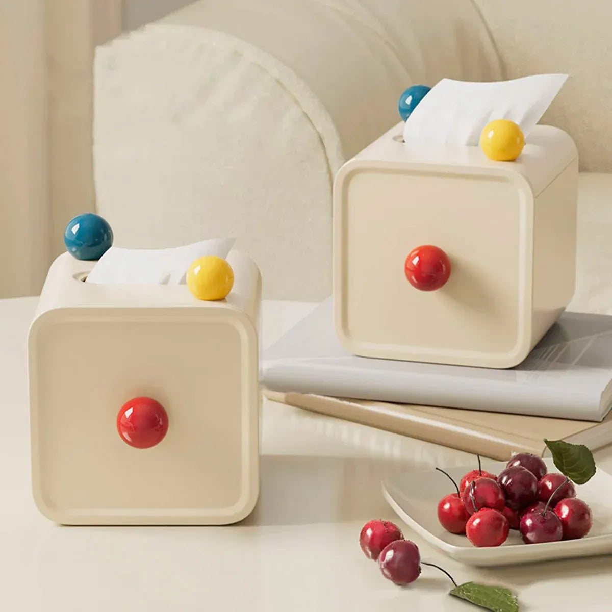 Colourful Ball Square Tissue Box Living Room Coffee Table Roll Holder Case