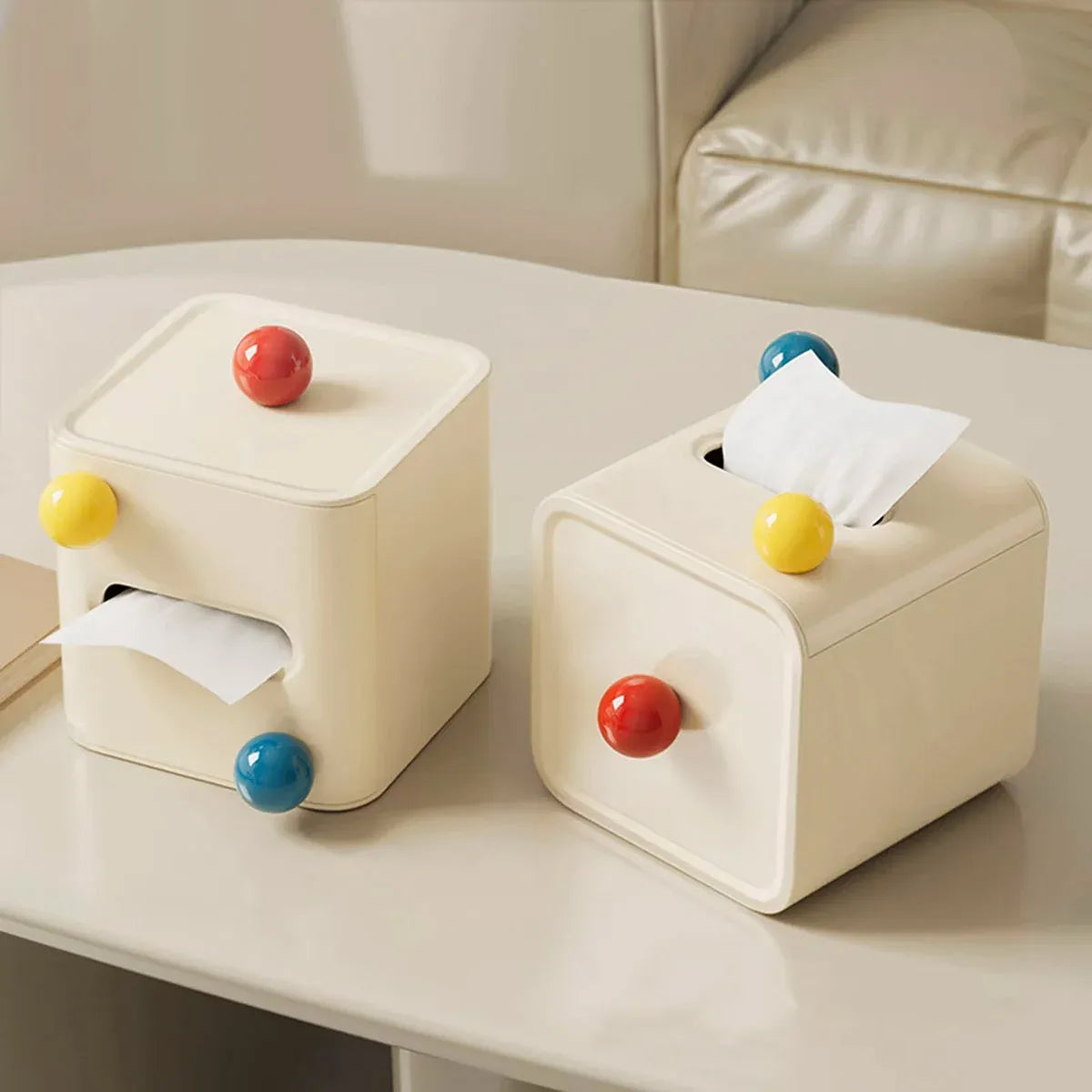 Colourful Ball Square Tissue Box Living Room Coffee Table Roll Holder Case