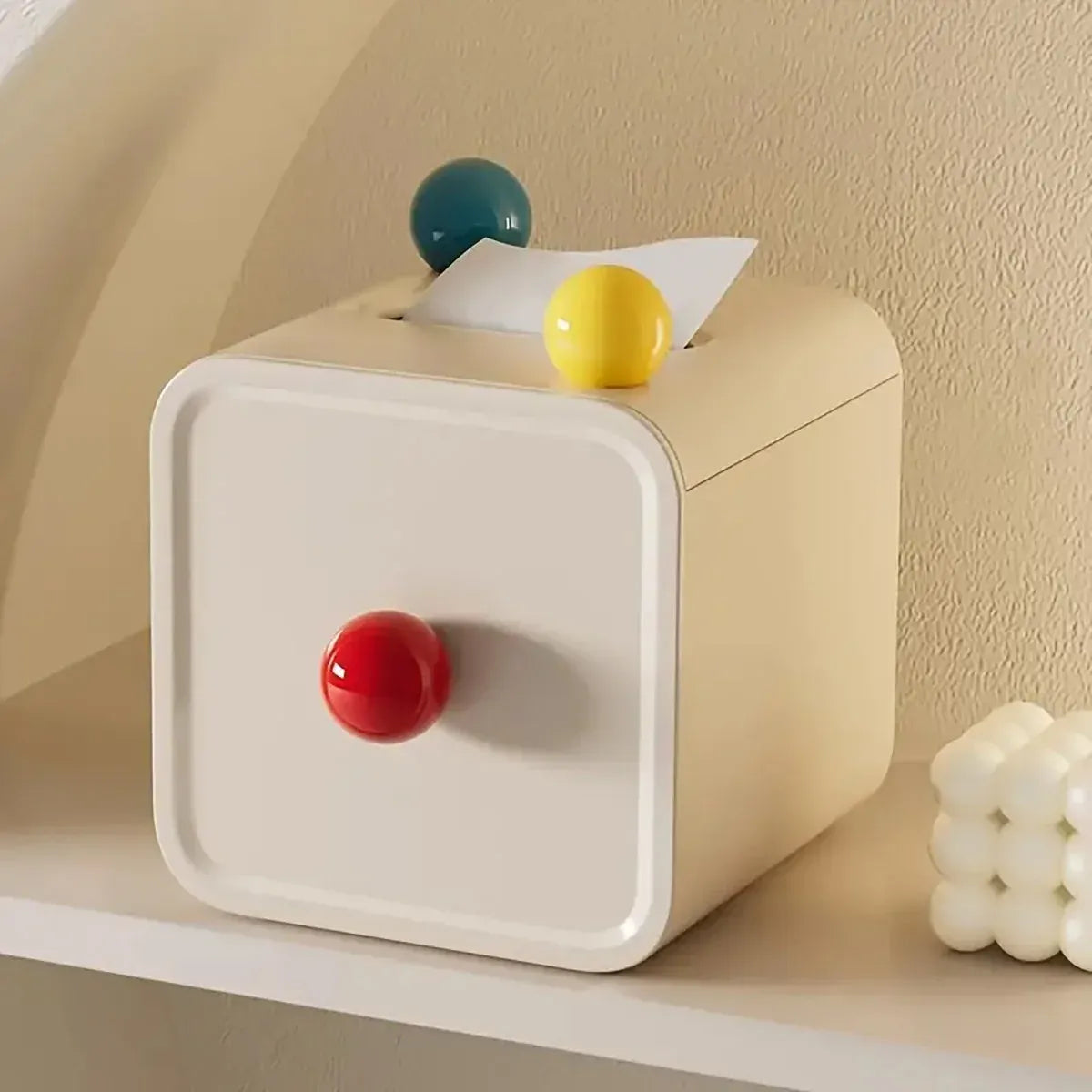Colourful Ball Square Tissue Box Living Room Coffee Table Roll Holder Case