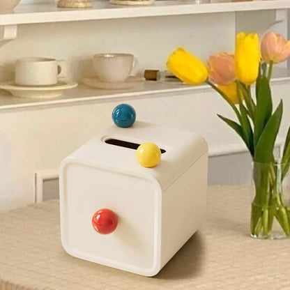 Colourful Ball Square Tissue Box Living Room Coffee Table Roll Holder Case