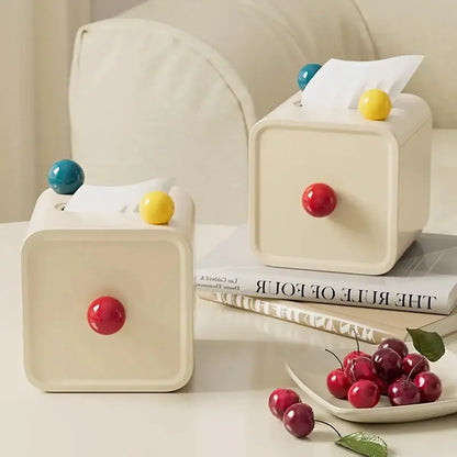 Colourful Ball Square Tissue Box Living Room Coffee Table Roll Holder Case