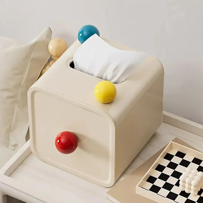 Colourful Ball Square Tissue Box Living Room Coffee Table Roll Holder Case