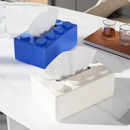 Tissue Box Cover Creative Building Block Cute Napkin Dispenser Holder Home Decor - Black