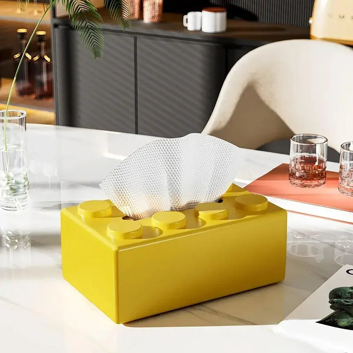 Tissue Box Cover Creative Building Block Cute Napkin Dispenser Holder Home Decor - Black