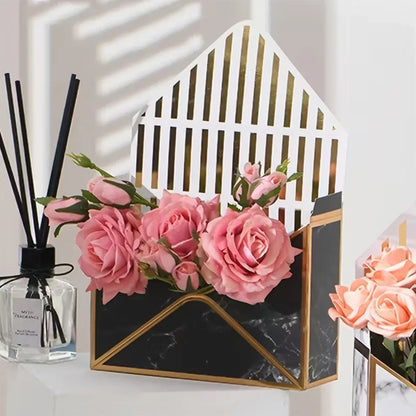 Envelope Flower Box Gift Packaging Floral Display Holder Wedding Retail 8PCS - Black