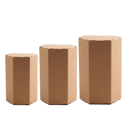 20PCS Kraft Paper Gift Box Hexagon for Party Wedding Candy Packaging