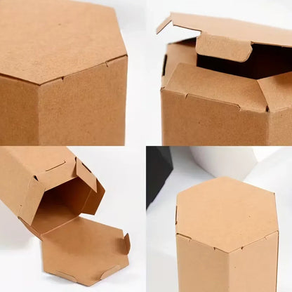 20PCS Kraft Paper Gift Box Hexagon for Party Wedding Candy Packaging