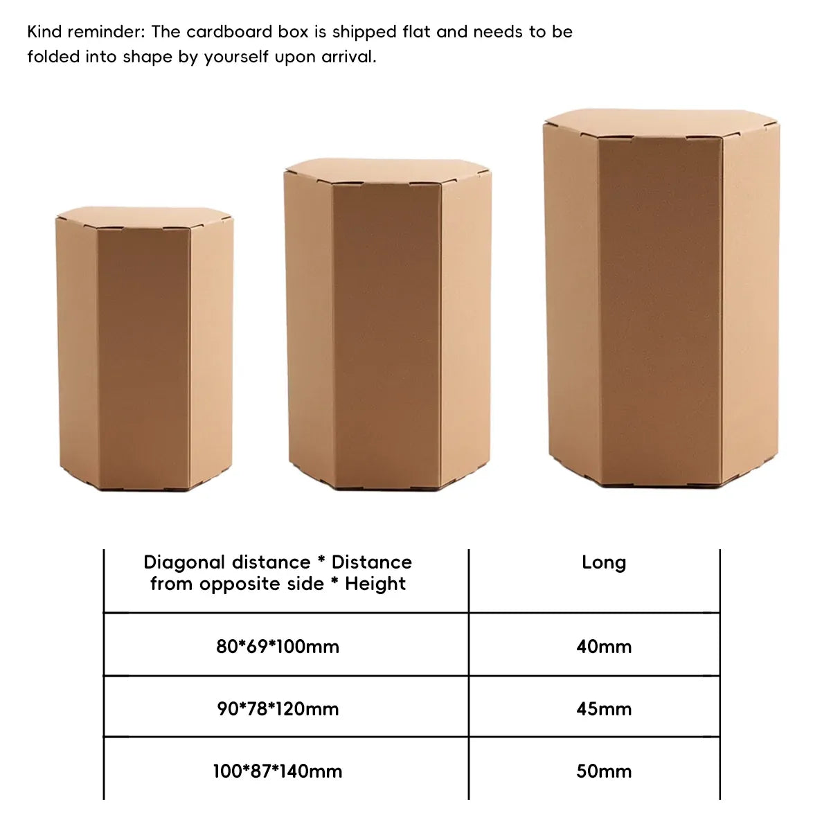 20PCS Kraft Paper Gift Box Hexagon for Party Wedding Candy Packaging