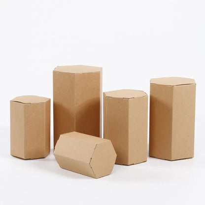 20PCS Kraft Paper Gift Box Hexagon for Party Wedding Candy Packaging
