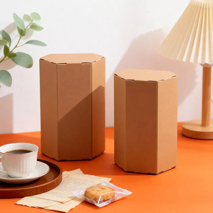 20PCS Kraft Paper Gift Box Hexagon for Party Wedding Candy Packaging
